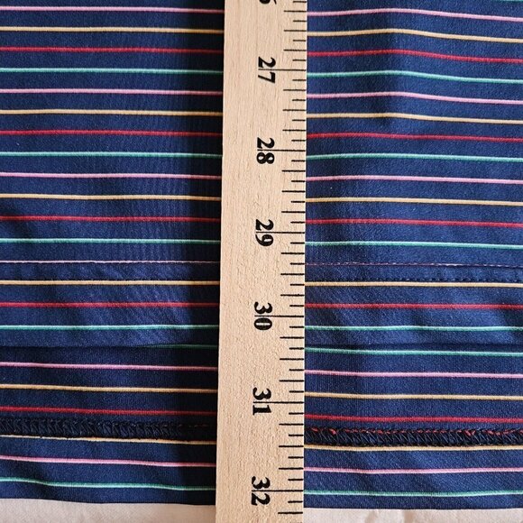 Turtleson golf polo navy striped short sleeve left chest embroidery button men L - Picture 9 of 12